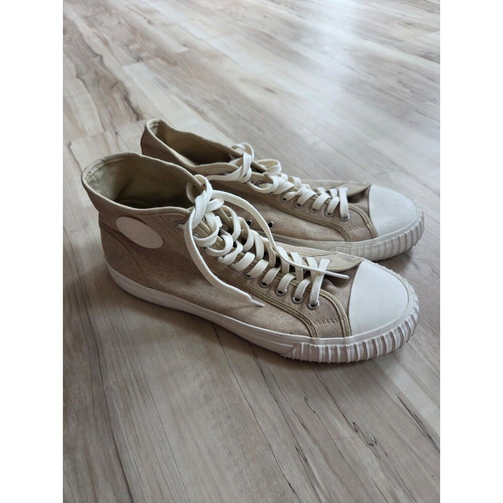 P.F. Flyers Center Hi High-top Sneakers Beige Tan Canvas Men 11.5 Retro Vintage